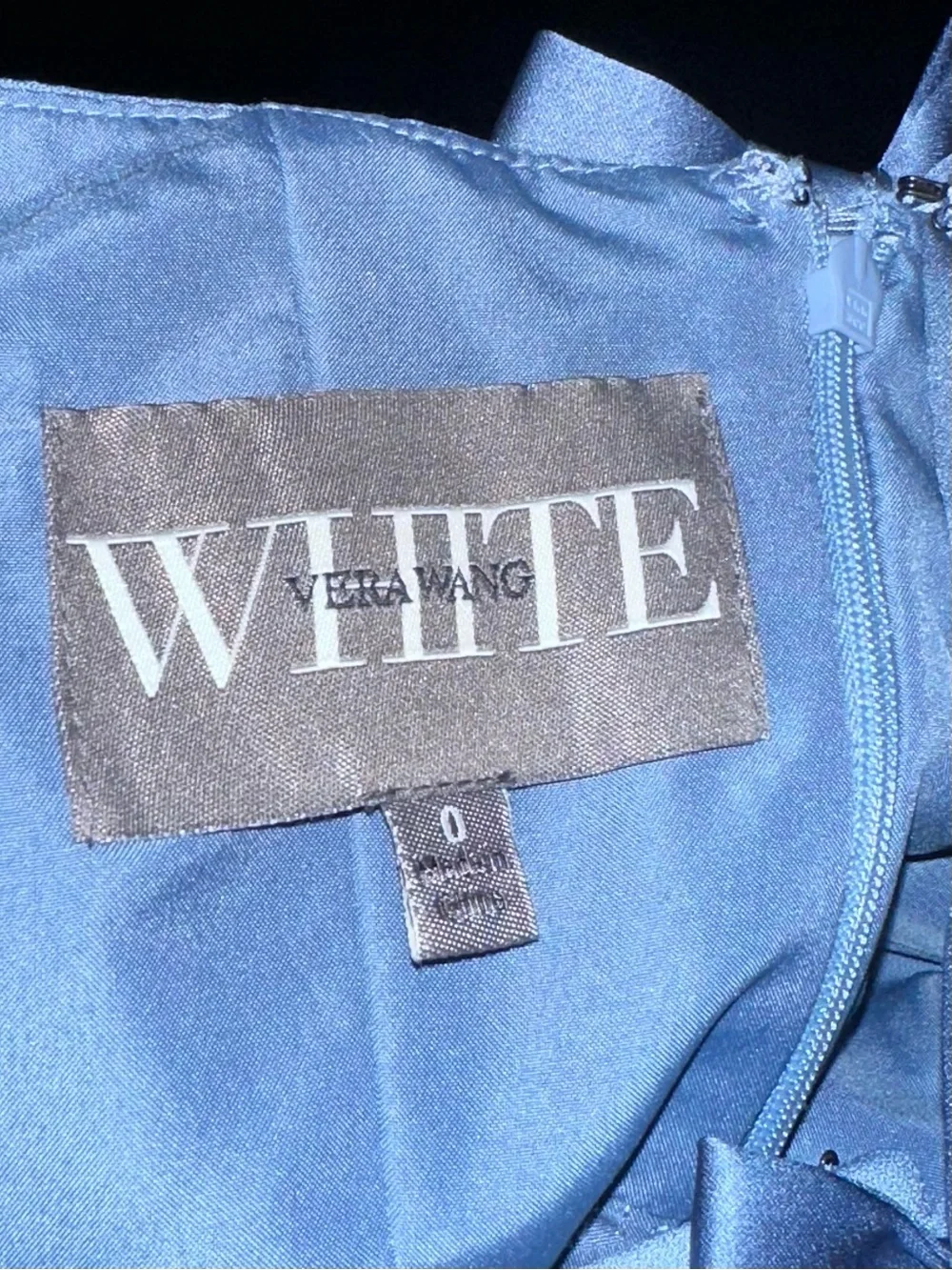 White by Vera Wang Slate Blue Halter Chiffon Formal Dress 0‎